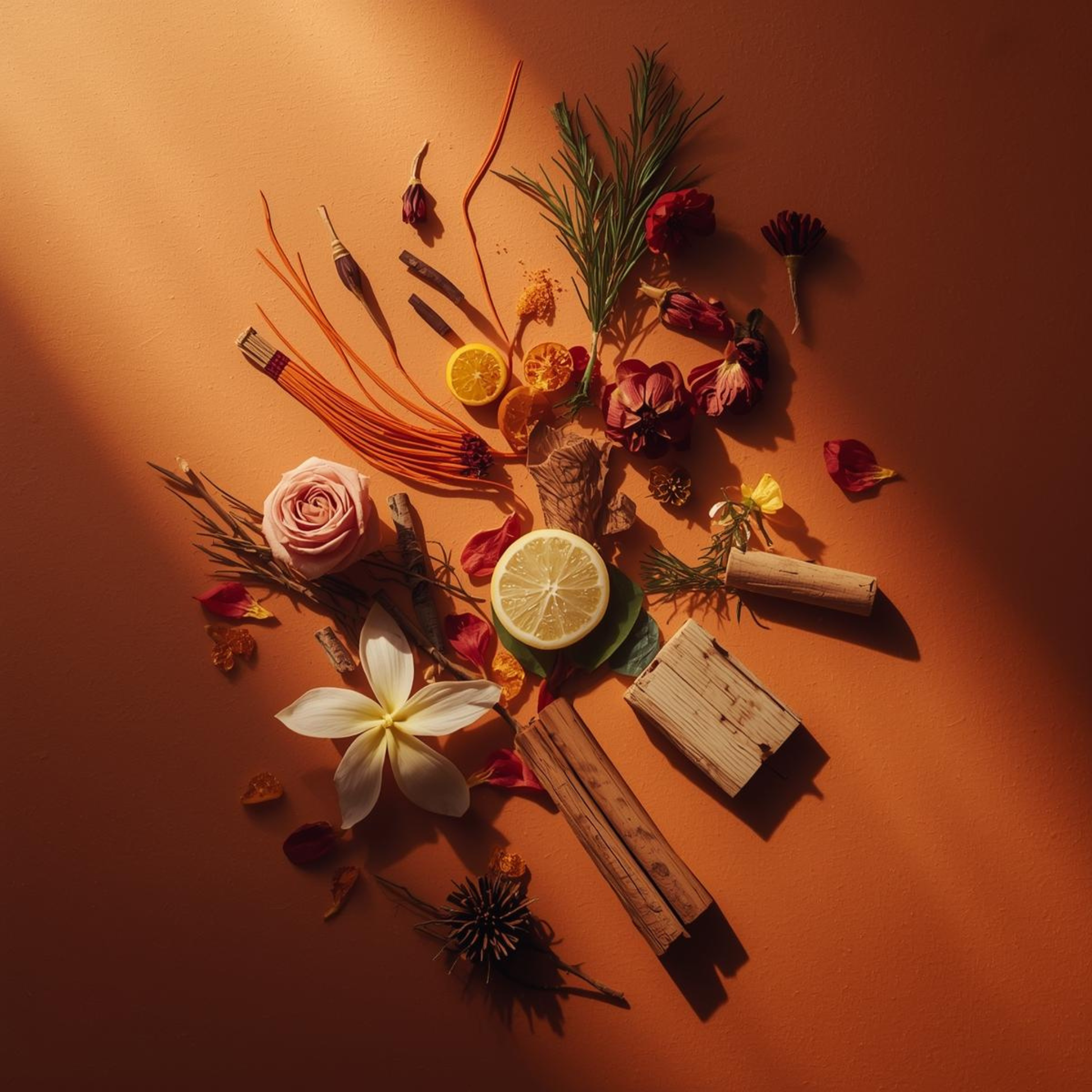 Fragrance notes of Da’im Oud by Leesh Fragrances — featuring saffron, jasmine, lemon, and bergamot at the top; rose, amberwood, and ylang-ylang at the heart; and a rich base of agarwood oud, musk, patchouli, sandalwood, cedar, and cinnamon.